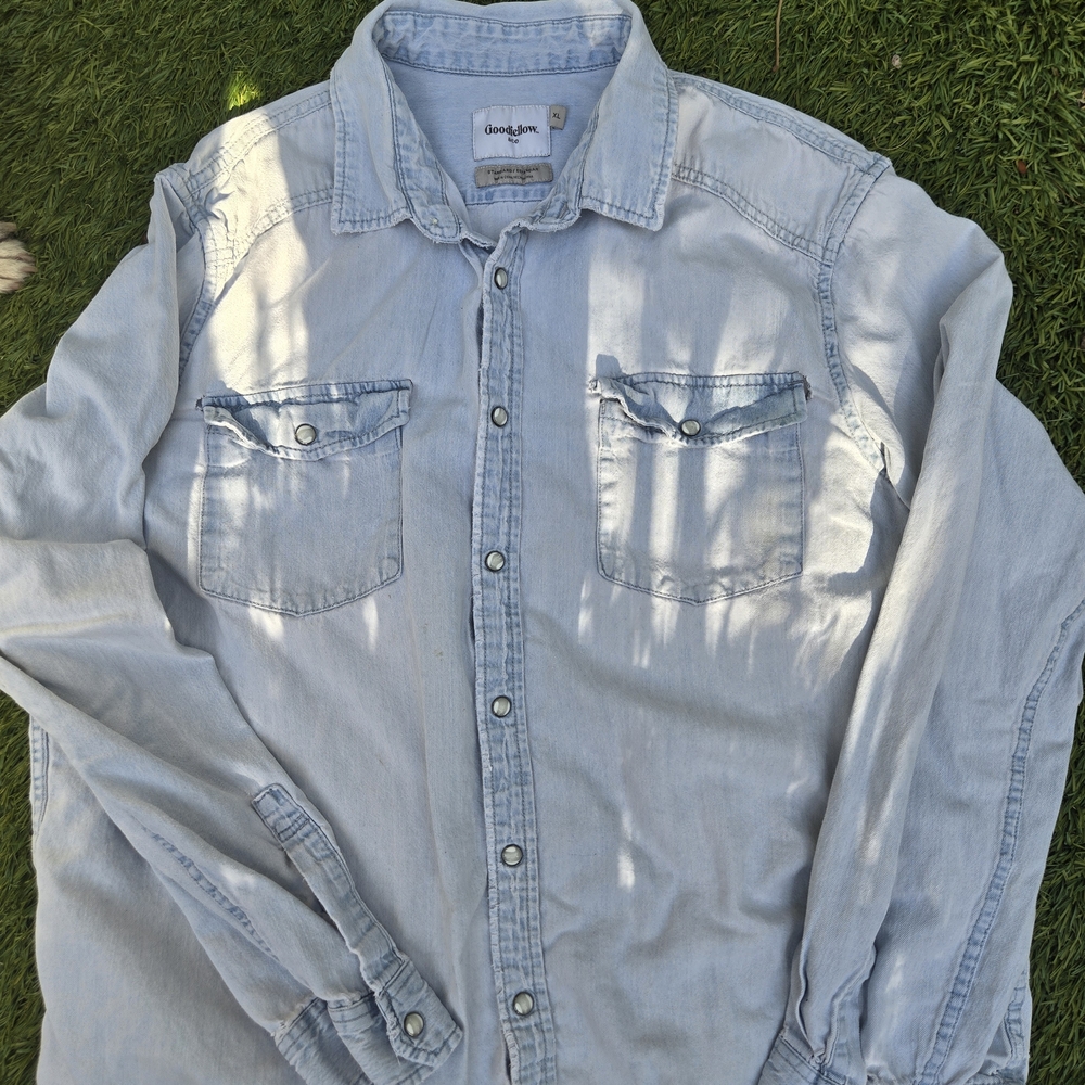 Goodfellow & Co Light Blue Button-Up Shirt vintage jean lose fit